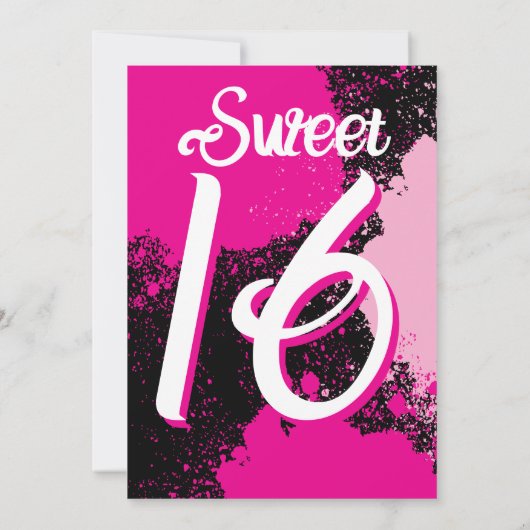 スウィート16絵を描（ばちゃばちゃ）跳ねるフォト誕生日招待状 招待状 (裏面)