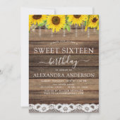 スウィート16誕生日ひまわり素朴ファームハウス 招待状 (正面)