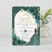 スウィート16誕生日エメラルドグリーンフローラプリンセス 招待状 (スタンド正面)