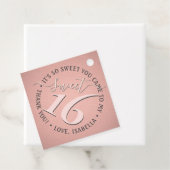スウィート16誕生日エレガントサンキューピンクパーティー フェイバータグ (インサイチュ)