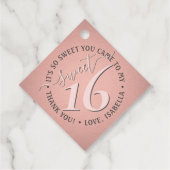 スウィート16誕生日エレガントサンキューピンクパーティー フェイバータグ (裏面)
