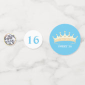 スウィート16誕生日オンターコイズブルー&ホワイト コンフェッティ (裏面)