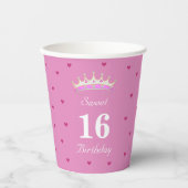 スウィート16誕生日オンバラ金ゴールドシェード紙カップ 紙コップ (正面)