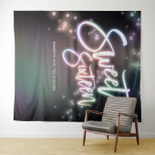スウィート16誕生日カラフルネオングローダークバックグラウンド タペストリー (インサイチュ(横))