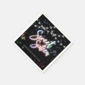 スウィート16誕生日カラフルネオングローダークパーティー スタンダードカクテルナプキン (角)