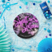 スウィート16誕生日カラフルネオングローダークパーティー ペーパープレート (パーティー)