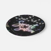 スウィート16誕生日カラフルネオングローダークパーティー ペーパープレート (アングル)