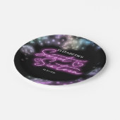 スウィート16誕生日カラフルネオングローダークパーティー ペーパープレート (アングル)