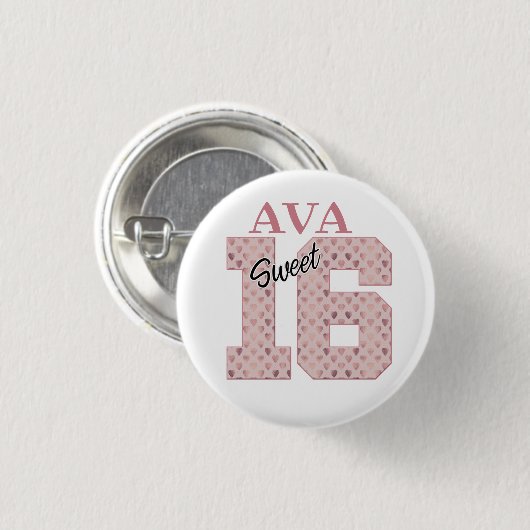 スウィート16誕生日ガールバラカラータイポグラフィ 缶バッジ (正面&裏面)