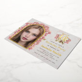 スウィート16誕生日ガールフォトオーキッズアーチマーブル 箔招待状 (回転した状態)