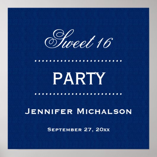 スウィート16誕生日クラシックブルーアンドホワイトA06 ポスター (正面)