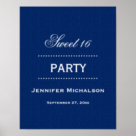 スウィート16誕生日クラシックブルーアンドホワイトA06 ポスター