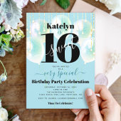 スウィート16誕生日グガーリーラムターコイズバルーン 招待状
