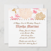 スウィート16誕生日コテージコアフローラピンクホワイト 招待状 (裏面)