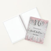 スウィート16誕生日シルバーピンクグリッターゲストブック ノートブック (内部)