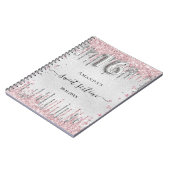 スウィート16誕生日シルバーピンクグリッターゲストブック ノートブック (左側)