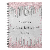 スウィート16誕生日シルバーピンクグリッターゲストブック ノートブック (正面)