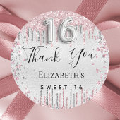 スウィート16誕生日シルバーピンク感謝していグリッターユー ラウンドシール