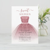 スウィート16誕生日スクリプトバラ金ゴールド誕生日パーティー 招待状 (スタンド正面)