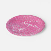 スウィート16誕生日スパークルホットピンクグリッター ペーパープレート (アングル)
