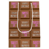 スウィート16誕生日チョコレートキャンディバー ミディアムペーパーバッグ (裏面)
