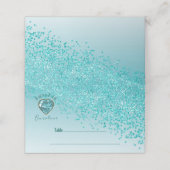 スウィート16誕生日ティール（緑がかった色）ブルーグリッター&ブルージェム プレイスカード (外部開封)