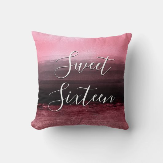 スウィート16誕生日バラ金ゴールドとブラックグラデーション クッション (正面)
