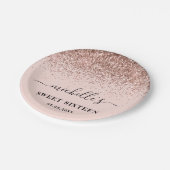 スウィート16誕生日バラ金ゴールドグリッタースパークル名 ペーパープレート (アングル)