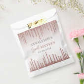 スウィート16誕生日バラ金ゴールドグリッタードリップ フェイバーバッグ (封をした状態)