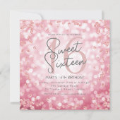 スウィート16誕生日バラ金ゴールドシックグリッターライト 招待状 (正面)
