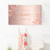スウィート16誕生日バラ金ゴールドピンク花模様秋 横断幕 (インサイチュ)