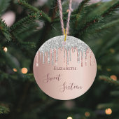 スウィート16誕生日バラ金ゴールドピンク セラミックオーナメント