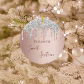 スウィート16誕生日バラ金ゴールドピンク セラミックオーナメント