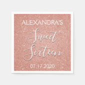 スウィート16誕生日バラ金ゴールド赤面ピンクグリッター スタンダードカクテルナプキン (正面)