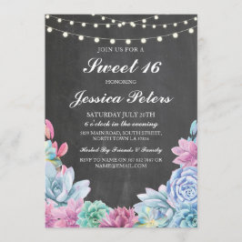 スウィート16誕生日パステルズスキュレント素朴招待状 招待状