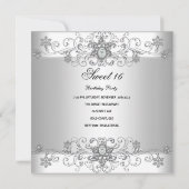 スウィート16誕生日パーティシルバーホワイトダイヤモンド 招待状 (裏面)