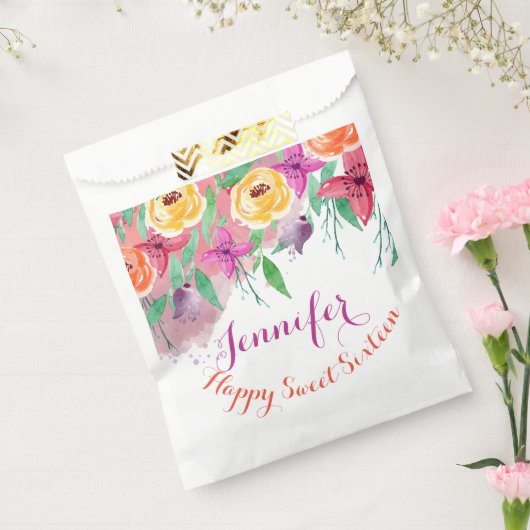 スウィート16誕生日パーティー姪のピンクのフローラの好意 フェイバーバッグ (封をした状態)