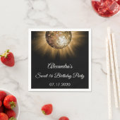 スウィート16誕生日パーティー金ゴールドスパークルディスコボール スタンダードカクテルナプキン (インサイチュ)