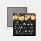 スウィート16誕生日パーティー金ゴールド《写真》ぼけ味ライト マグネット (正面/裏面)