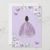 スウィート16誕生日パープルフローラブラウンプリンセス 招待状 (裏面)