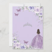 スウィート16誕生日パープルフローラプリンセスシルバー 招待状 (裏面)