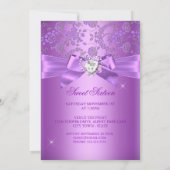 スウィート16誕生日パープル薄紫ダイヤモンドハート 招待状 (裏面)