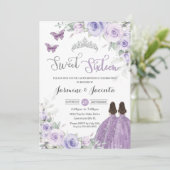 スウィート16誕生日パープル薄紫フローラプリンセス 招待状 (スタンド正面)