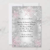 スウィート16誕生日ピンクシルバーウィンターワンダーランド 招待状 (裏面)