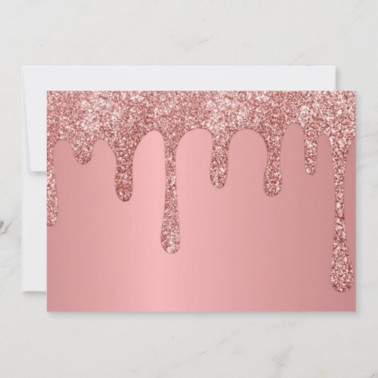 スウィート16誕生日ピンクスパークルグリッタードリップ セーブザデート (裏面)