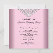 スウィート16誕生日ピンクダイヤモンド画像 招待状 (裏面)