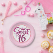 スウィート16誕生日ピンク紙プレート ペーパープレート (パーティー)
