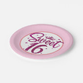 スウィート16誕生日ピンク紙プレート ペーパープレート (アングル)