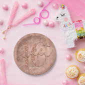 スウィート16誕生日フェイクバラ金ゴールドグリッターパーティー ペーパープレート (パーティー)
