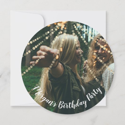 スウィート16誕生日フォト紙吹雪バラ金ゴールド 招待状 (裏面)